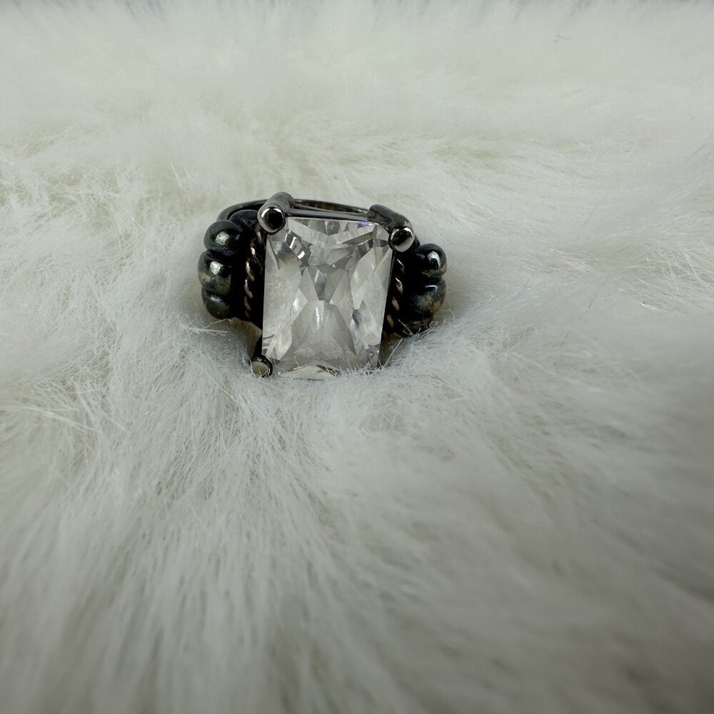 Premier Designs Antiqued Silver Tone Rhinestone Ring Size 7.5